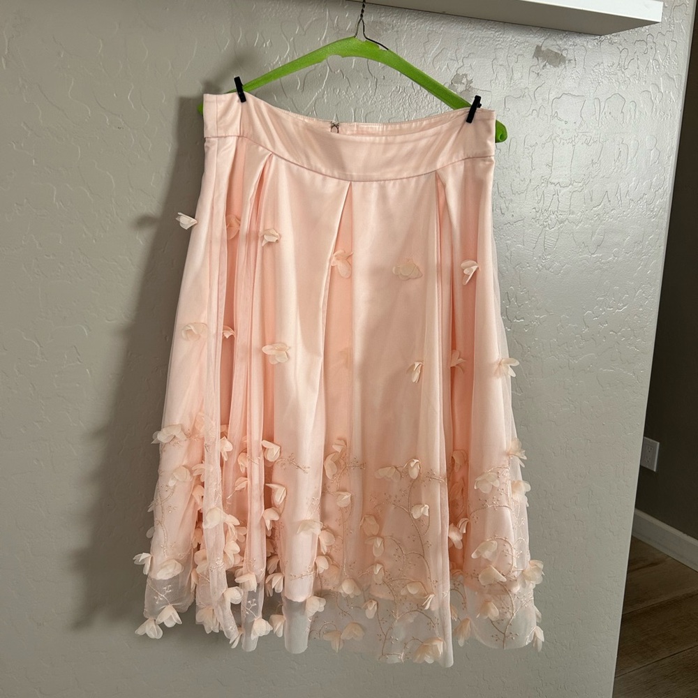 Eliza J Blush A-Line Skirt with Floral Details